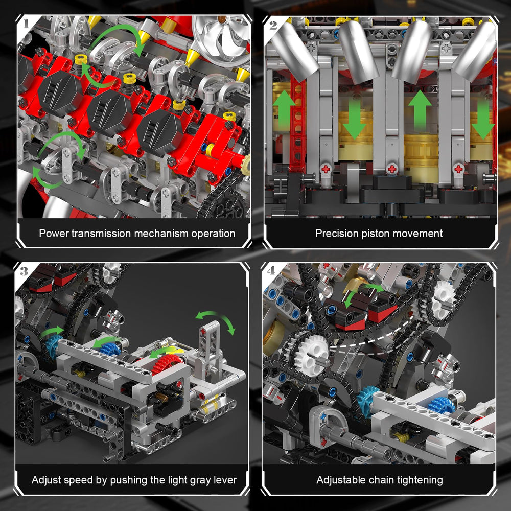 Mould King V8 Engine building progress shows satisfying assembly challenge.