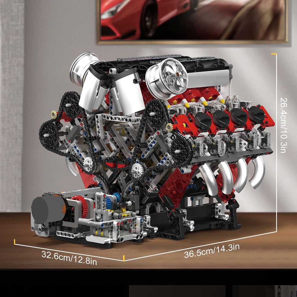 Mould King V8 Engine in action demonstrates motorized realism and play value.