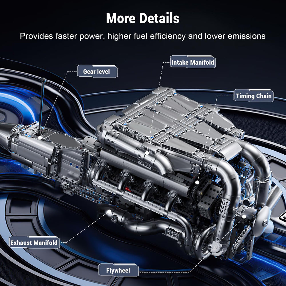 Mould King V8 twin turbo engine engine fan spinning during operation
