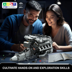 Mould King V8 twin turbo engine model instruction book for clear steps
