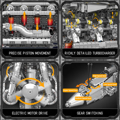 Mould King V8 Twin-Turbo engine model kit battery box enables powered demonstrations