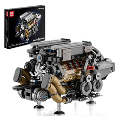 Mould King W16 engine kit shows piston motion for hands-on learning.