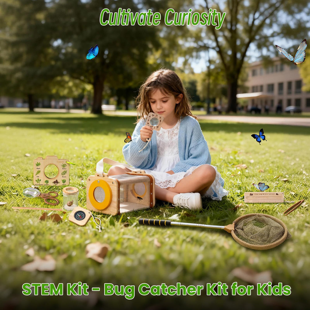 Mountova Bug Catcher Kit: magnifying glass to inspect tiny details up close.