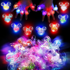 Mouse Party Favors glitter mouse-ear LED rings pack for birthdays