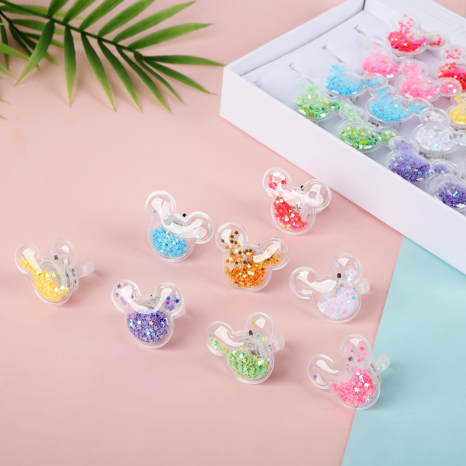Replaceable batteries in Mouse Party Favors rings for longer glow