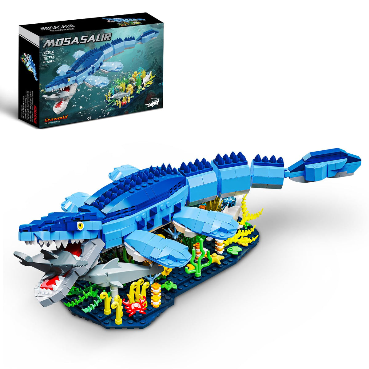 Mov Stone Dinosaur World Mosasaurus assembly kit for hands-on building