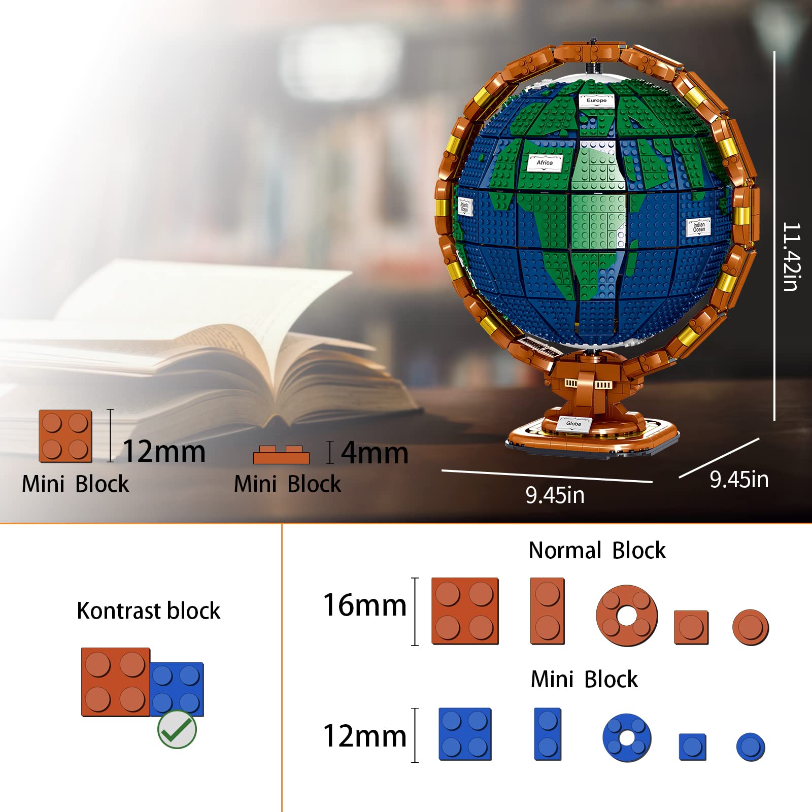 Mov Stone Ideas Globe ABS material with smooth edges ensures safe handling.
