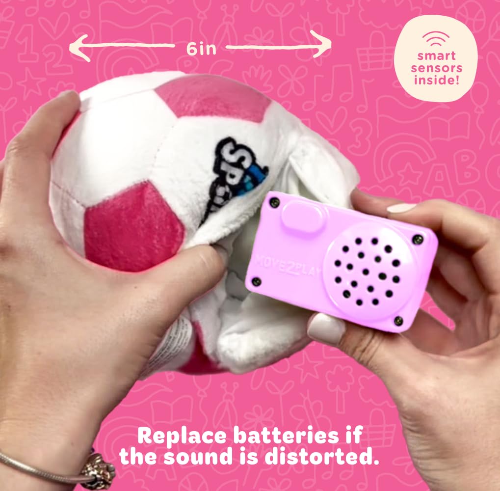 Move2Play pink ball child playing indoors illustrating screen-free fun.