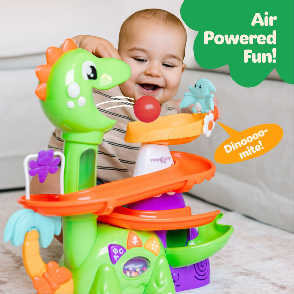 Move2Play bouncing balls flying around the track, aiding motor skills and focus.