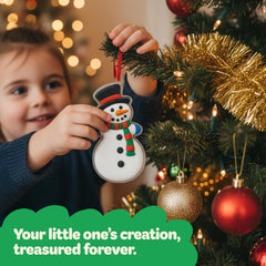 Move2Play Crafty Moms snowman ornament with glitter and googly eyes for sparkle