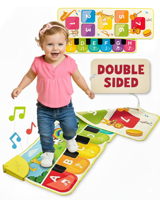 Move2Play double-sided piano mat on piano side boosts musical exploration.