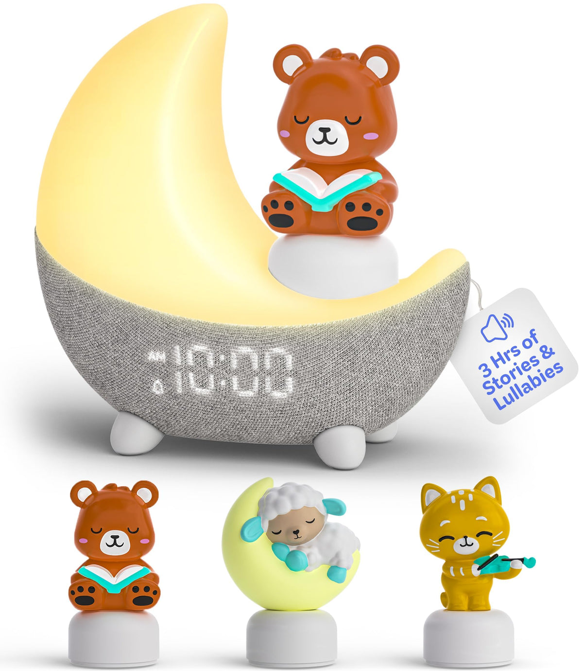 Move2Play Dozi bedtime story visual emphasizes calming tales to help little ones drift off.