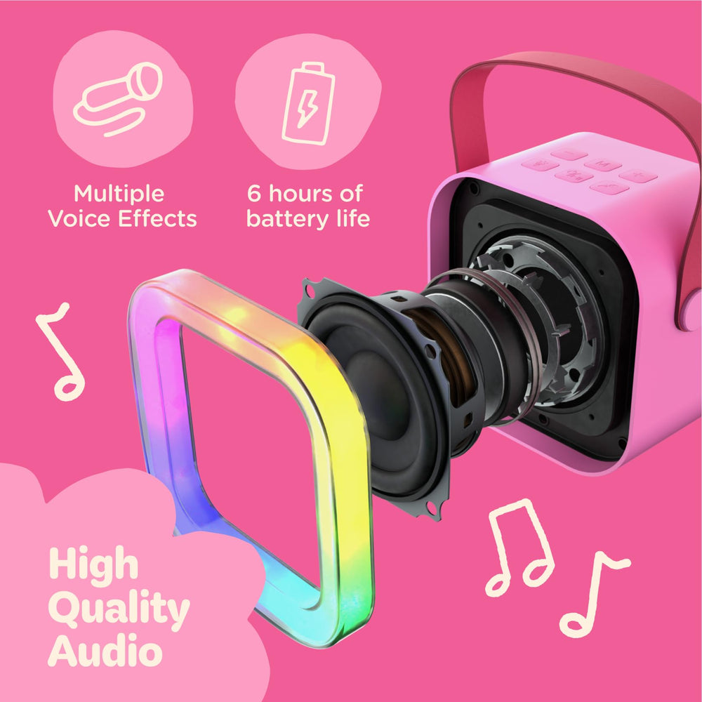 Move2Play karaoke machine LED lights and echo mode enhance performances