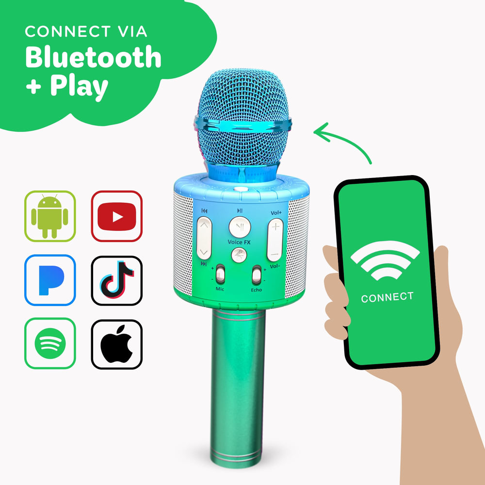 Move2Play Karaoke Microphone in use by a smiling child.