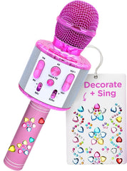 Move2Play microphone decorated with jewel stickers for a stylish, personalized playtime.