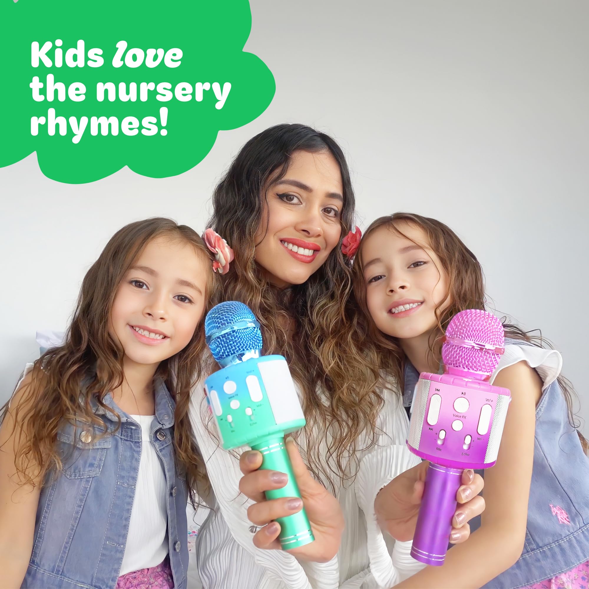 Move2Play Kids Karaoke Microphone side view for easy grip.