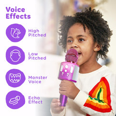 Move2Play microphone with four voice effects for playful transformations.