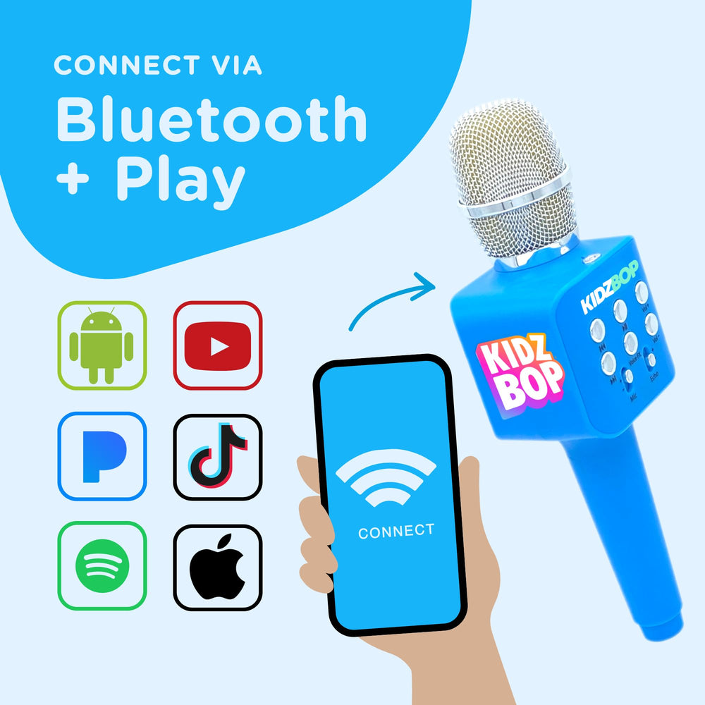 Move2Play Kidz Bop Karaoke Microphone bluetooth-setup shows wireless pairing.