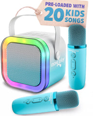 Move2Play mini karaoke front view highlights kid-friendly design for easy home concerts.