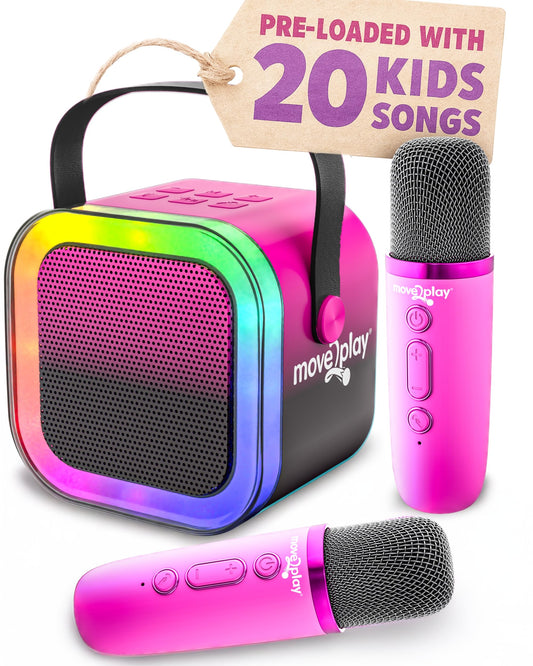 Move2Play Mini Karaoke front view with built-in songs for easy home sing-alongs