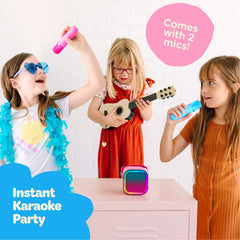 Move2Play karaoke machine battery-life scene highlights long playtime.