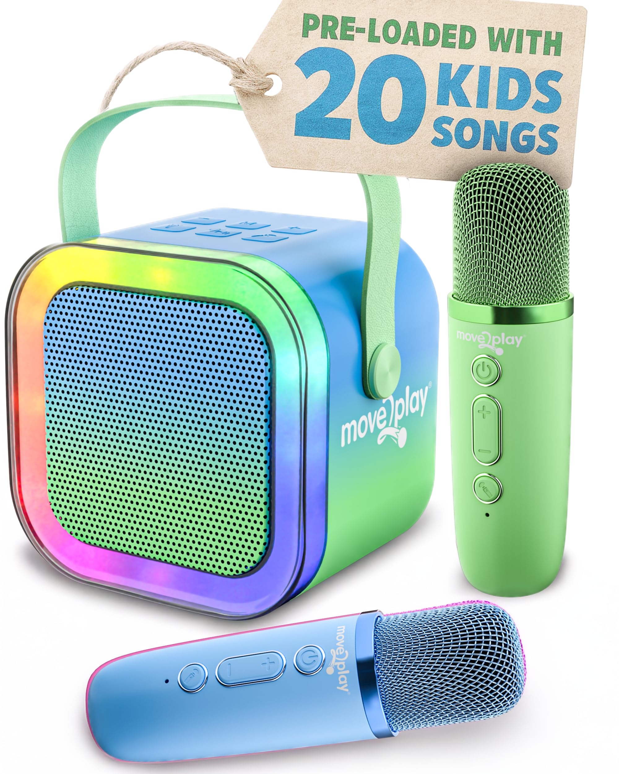 Move2Play mini karaoke machine front view ready for kids' performances