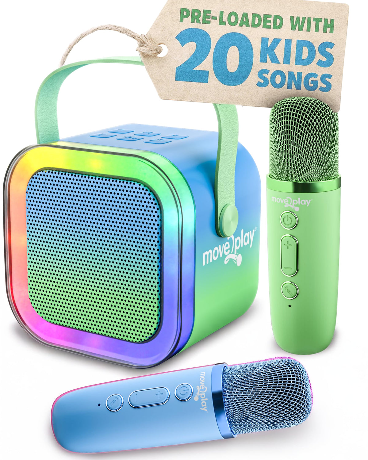 Move2Play mini karaoke machine front view ready for kids' performances