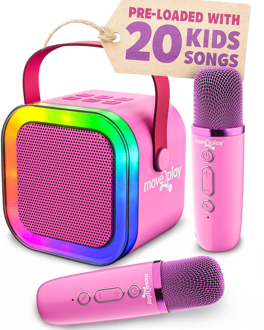 Move2Play mini karaoke machine front view for family sing-alongs
