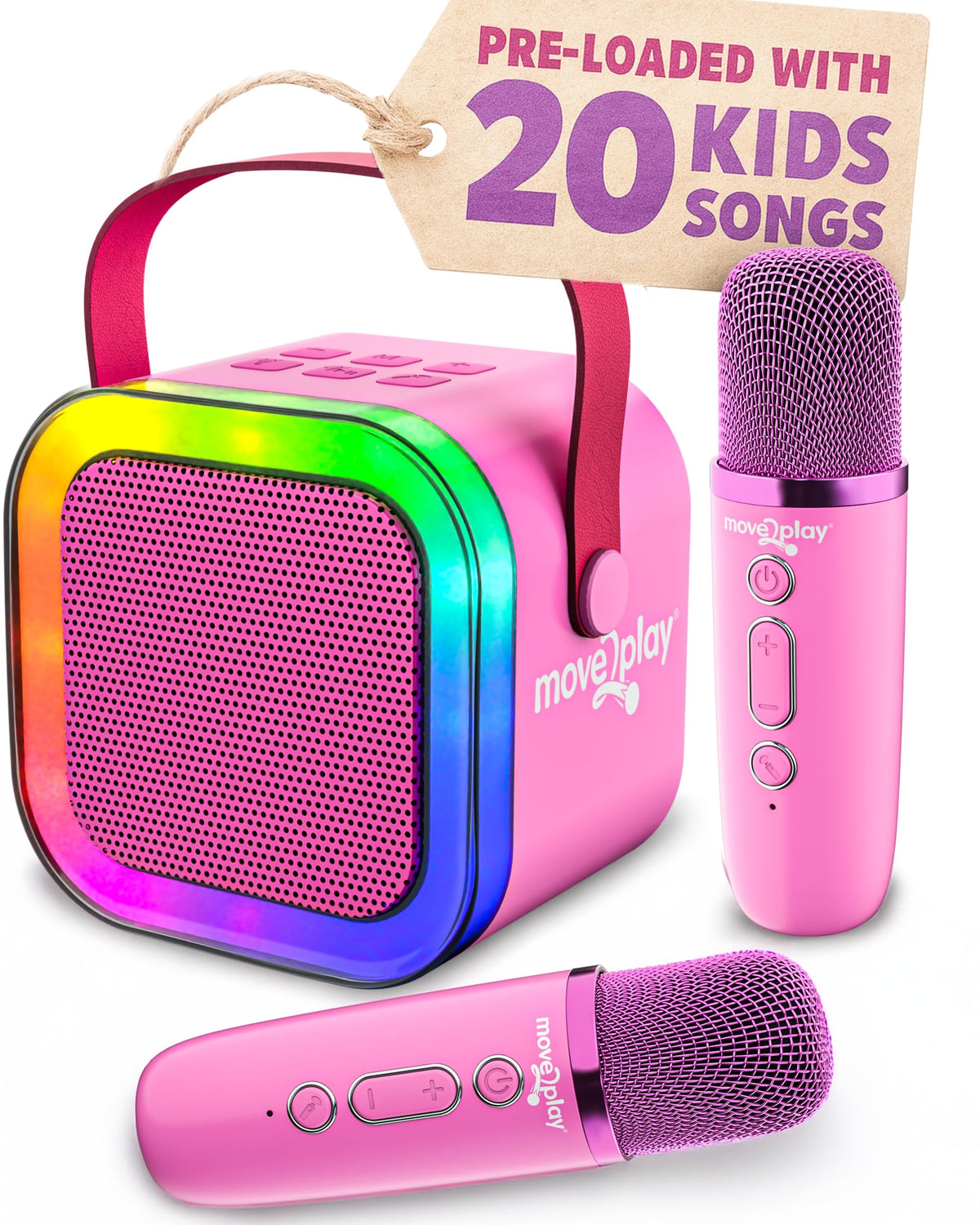 Move2Play mini karaoke machine front view for family sing-alongs