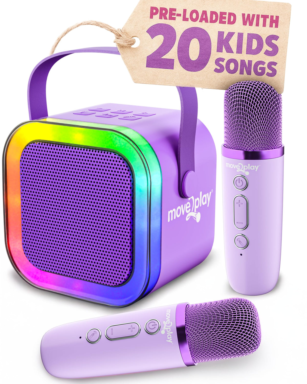 Move2Play mini karaoke machine front view for home performances and family fun.