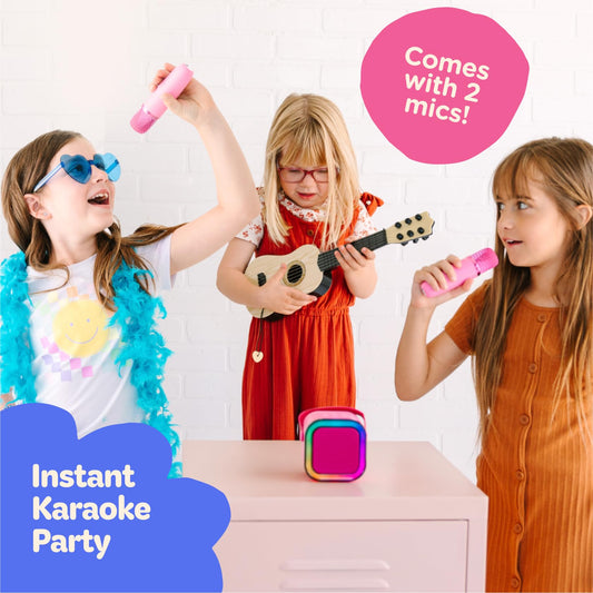 Move2Play mini karaoke machine with kid singing during playtime and parties.