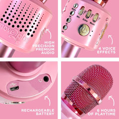 Move2Play Motown Magic microphone battery life over eight hours for parties.