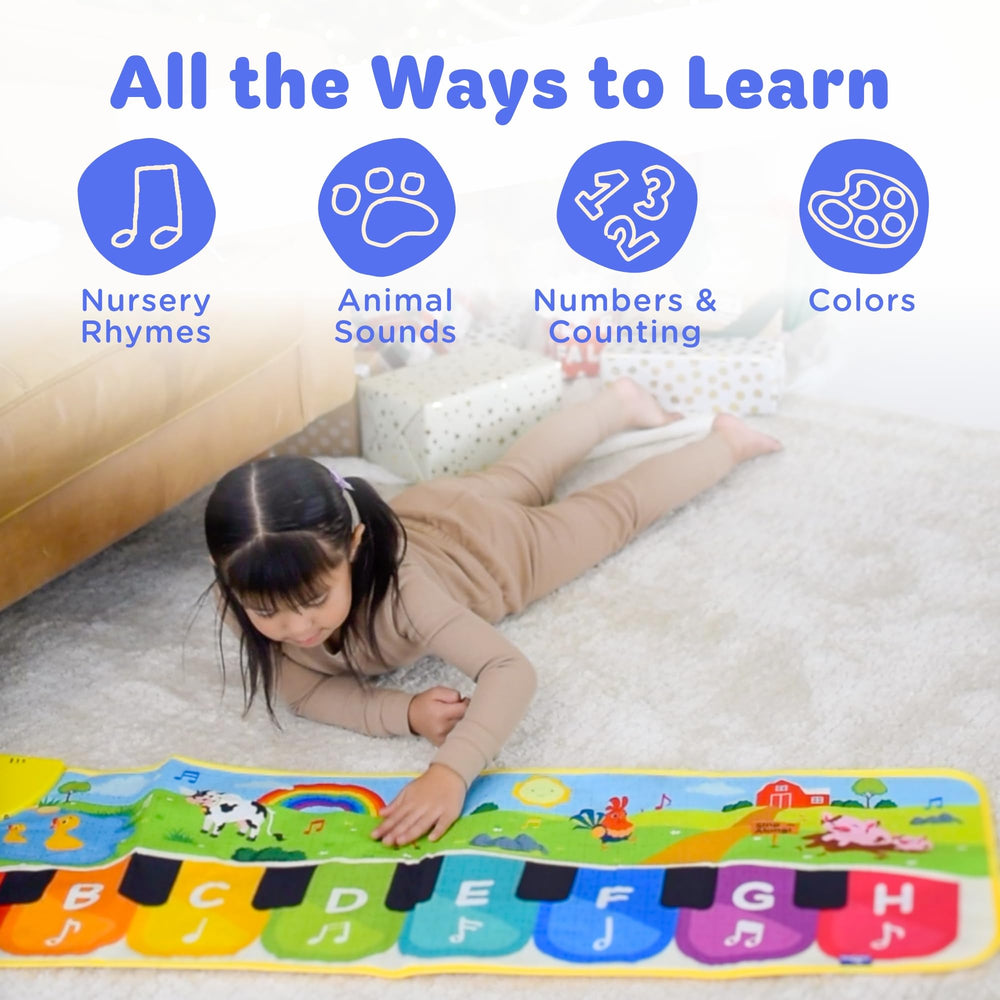 Move2Play piano mat offers 50+ sounds supports early learning.