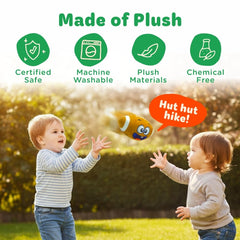 Move2Play soft plush ball made from recycled bottles for gentle play
