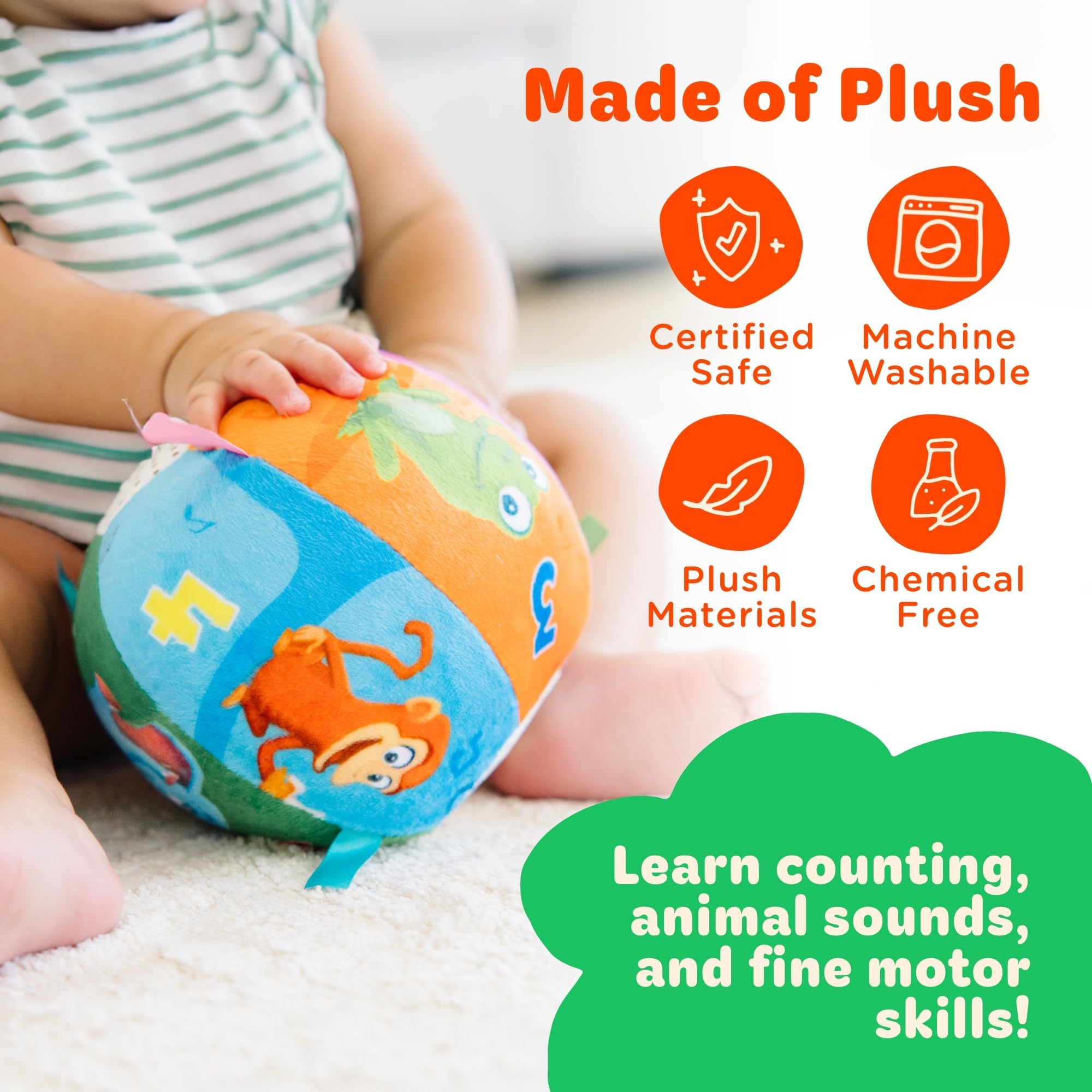 Move2Play soft plush safe play promotes gentle, cozy exploration for babies