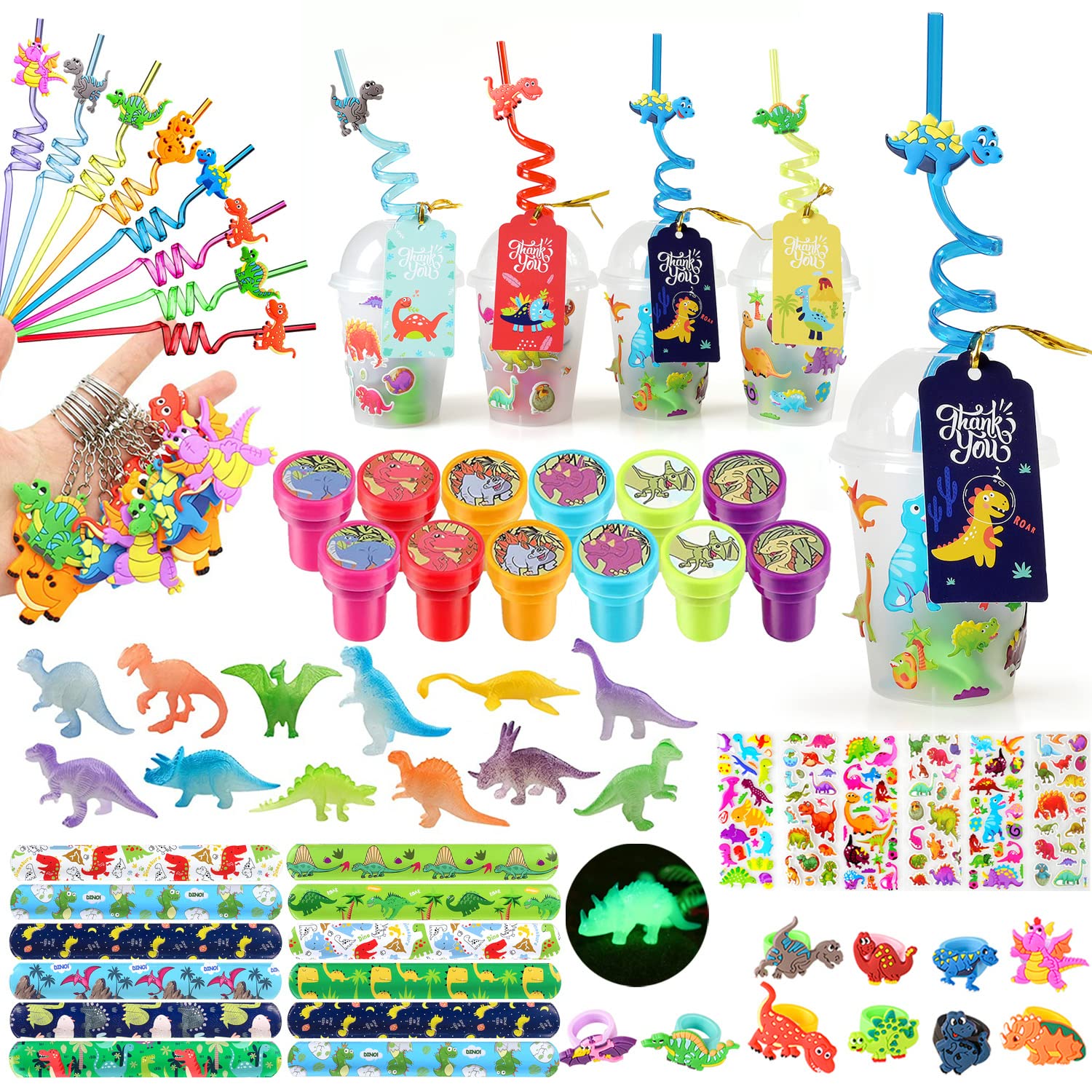MOVINPE dinosaur party cups with dome lid for personalized party gifts