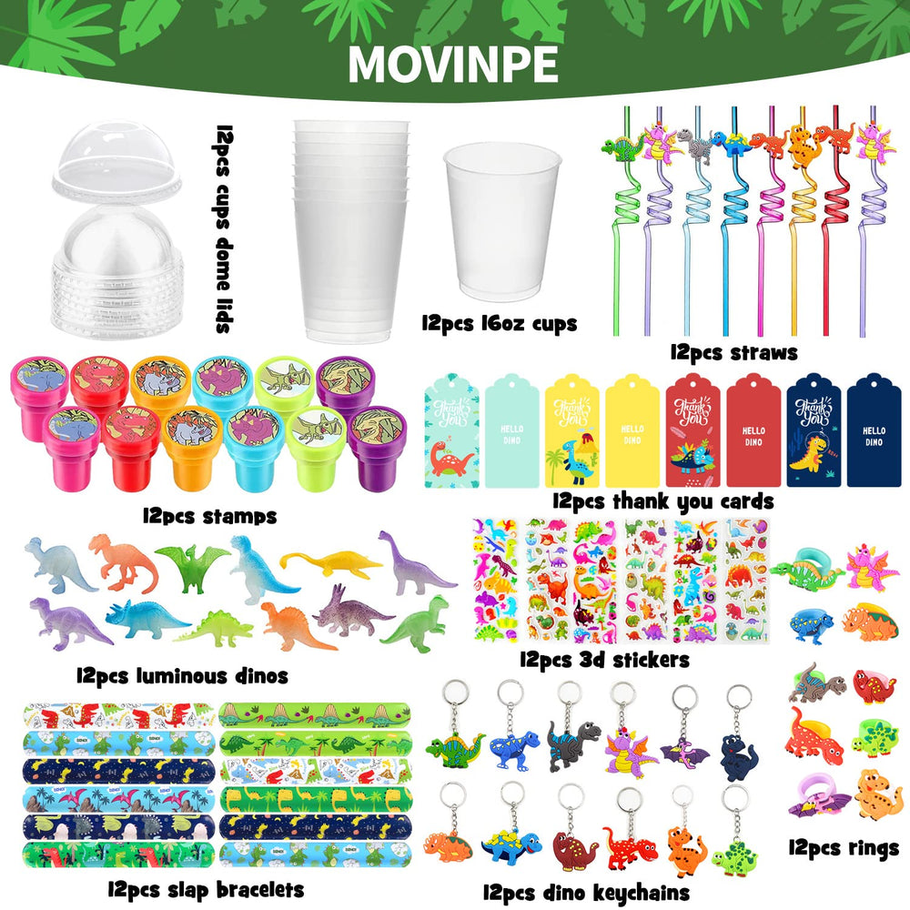 MOVINPE reusable dinosaur straws in vibrant colors for fun sips