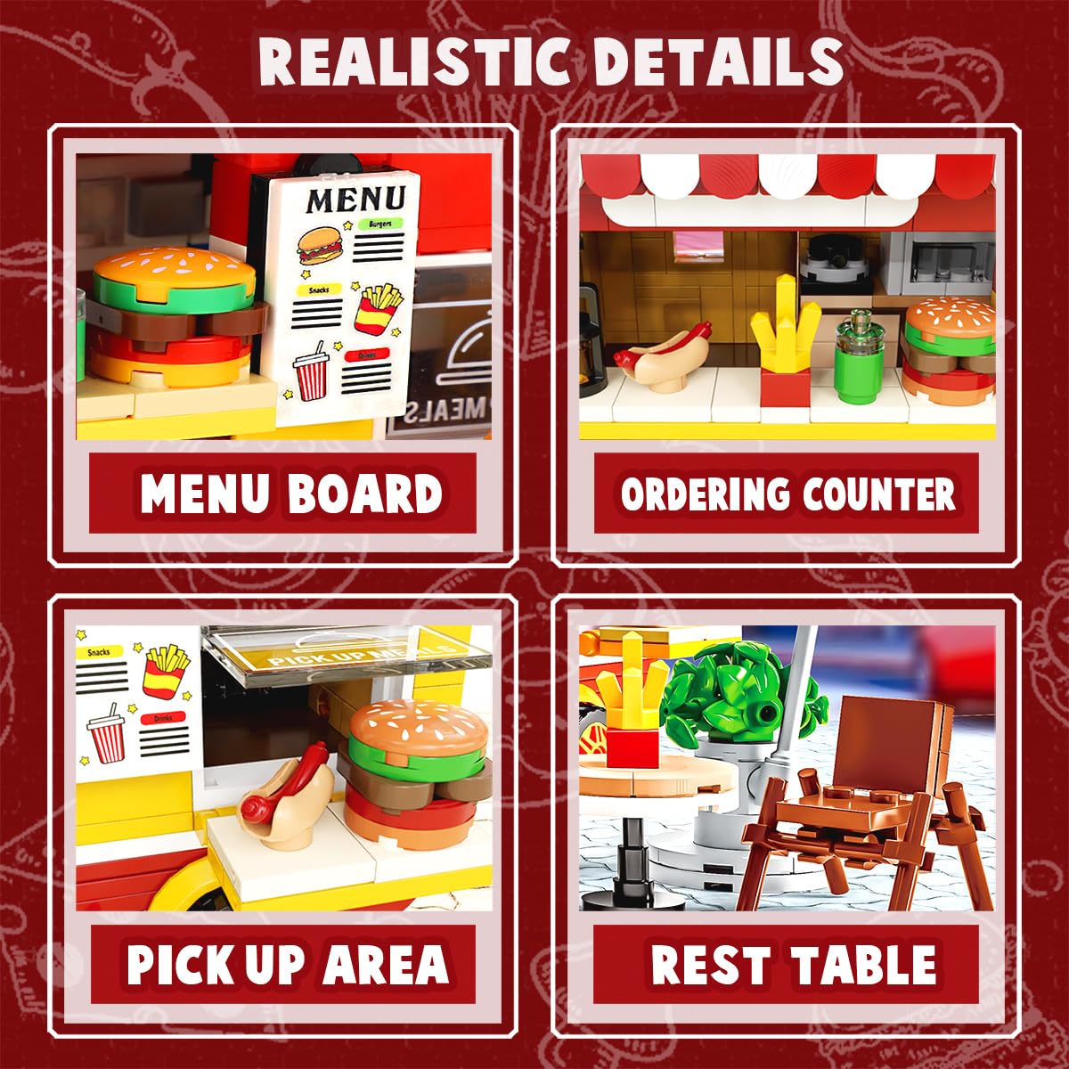 Mov Stone Friends Burger Truck roof fries detail highlights fun rooftop snacks.