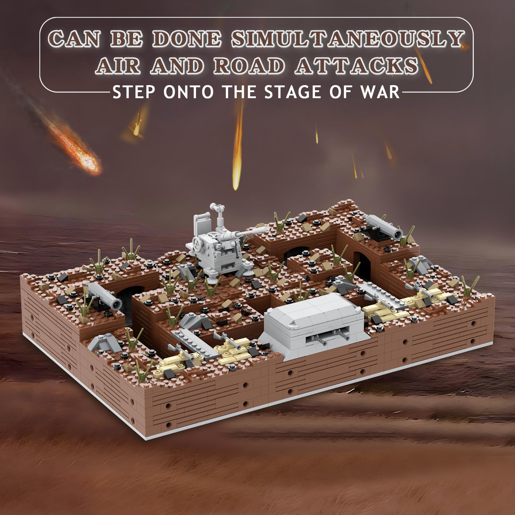 MOOXI WW2 forts diorama-scene invites storytelling with expandable battlefield setups
