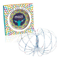 Mozi Geometric Magic Flow Bracelet in white splatter spinning in motion for engaging hands-on fun.