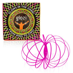Mozi Glozi pink geometric flow bracelet closed, ready to glow.