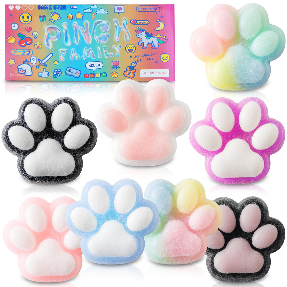 MoZkkiz Taba cat paw squishy pack front view for playful stress relief.