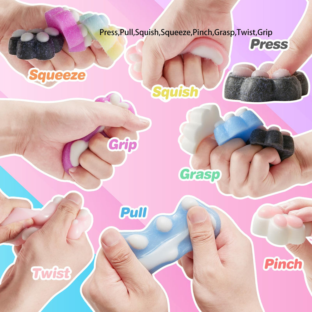 MoZkkiz Taba cat paw squishy variety on display for gift ideas.