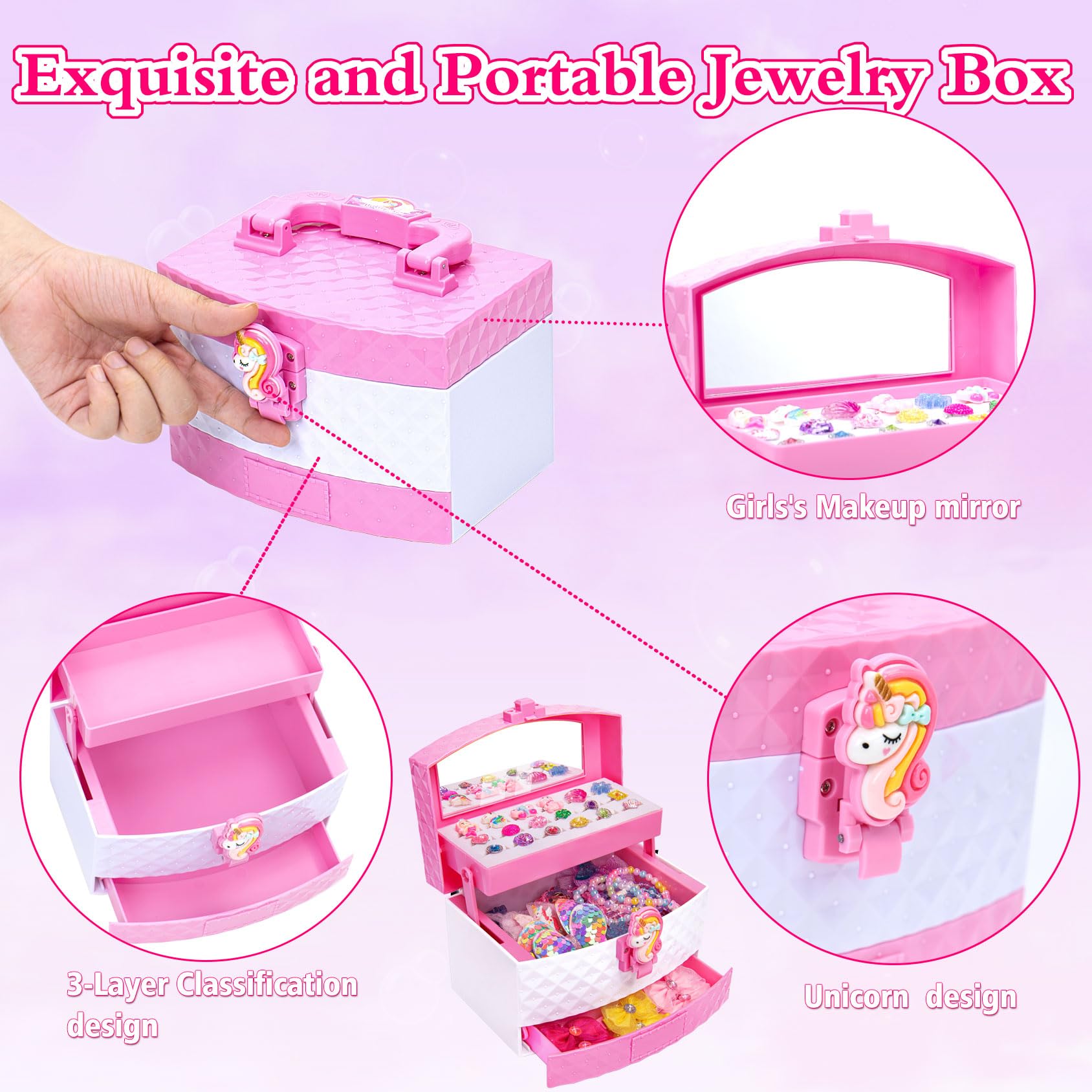 MOZXEBOK jewelry box dress-up set keeps accessories organized while inspiring creative pretend play.