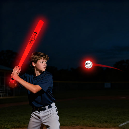 MPMVP Glow in the Dark Baseball night display for safe, visible practice after sunset.