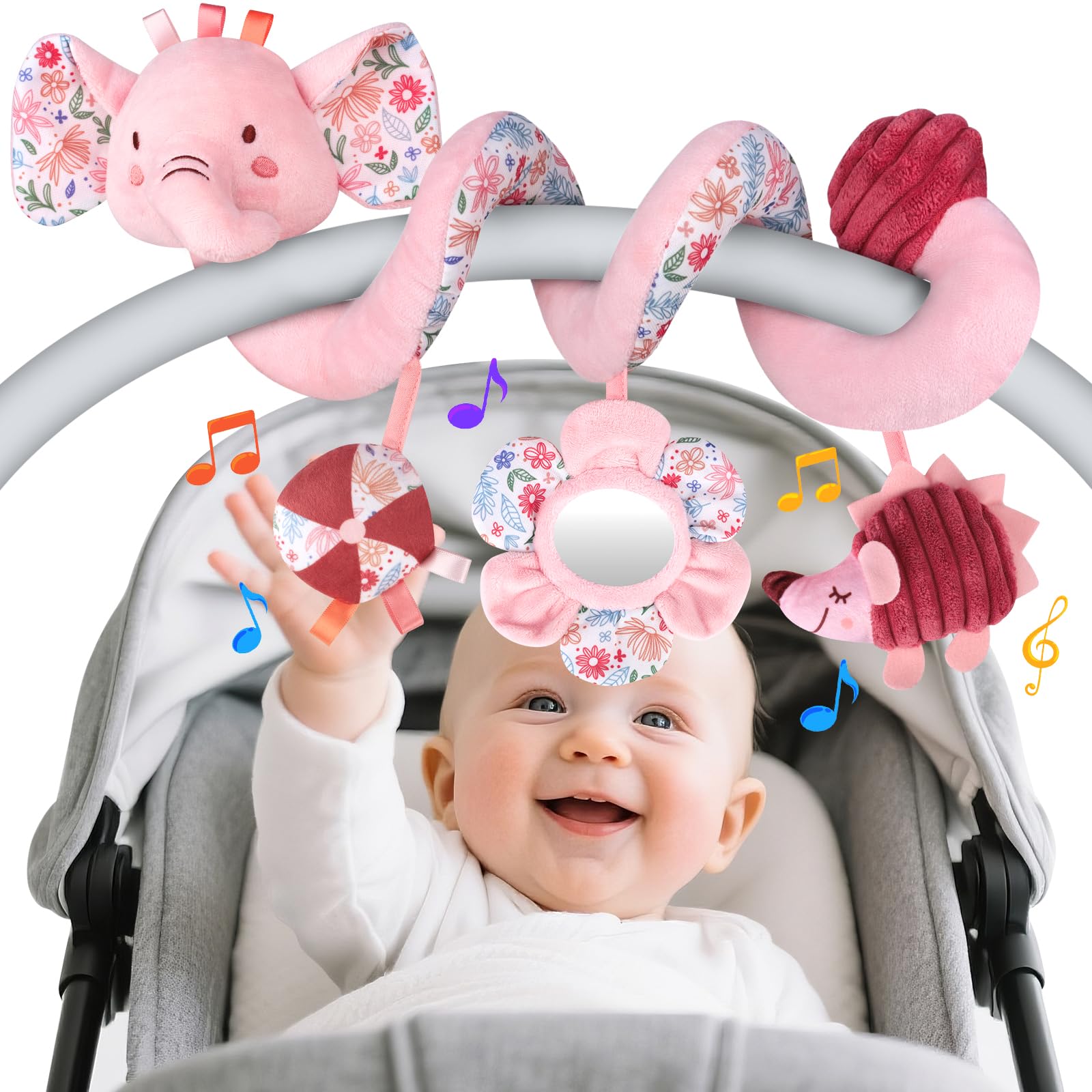MPQMPQ hanging car seat toys elephant design stimulates grasping and vision.