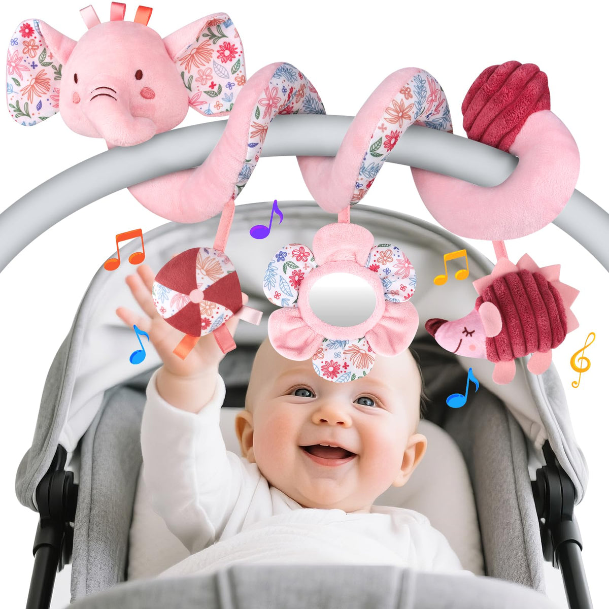 MPQMPQ hanging car seat toys elephant design stimulates grasping and vision.