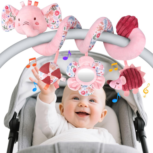 MPQMPQ hanging car seat toys elephant design stimulates grasping and vision.