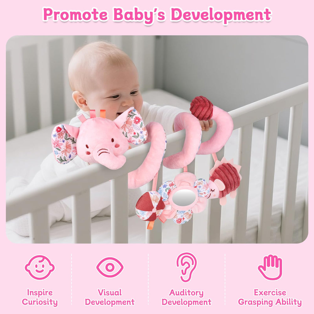 MPQMPQ rattling ears provide gentle sounds for auditory exploration.
