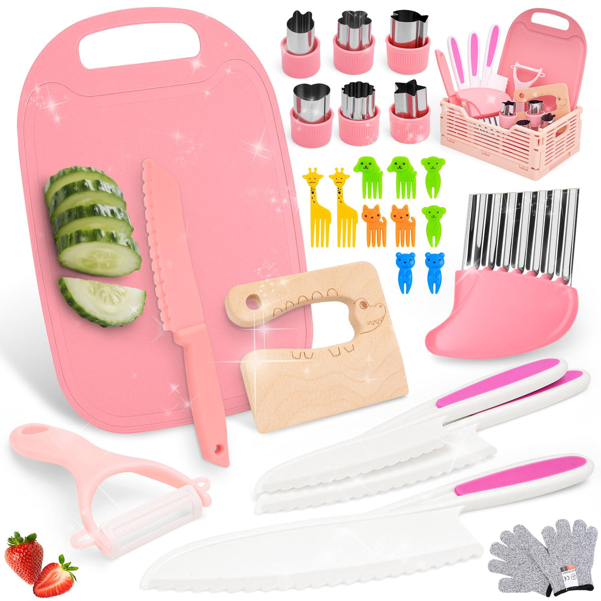 MPQMPQ toddler knife set with kid-safe knives and compact packaging for easy storage.